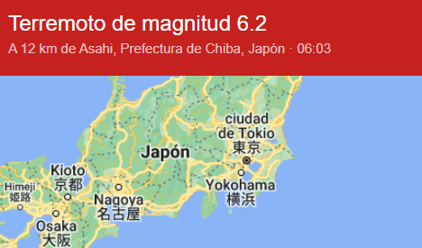 Un terremoto de 6,2 sacude el este de Tokio sin alerta de tsunami