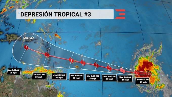 Se forma la tercera depresión tropical en el Atlántico rumbo a las Antillas Menores