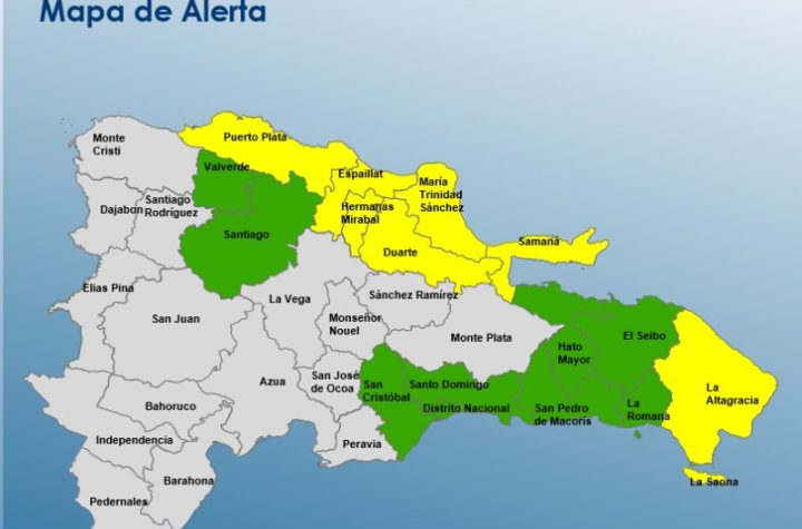 COE emite alerta amarilla para siete provincias y verde para nueve